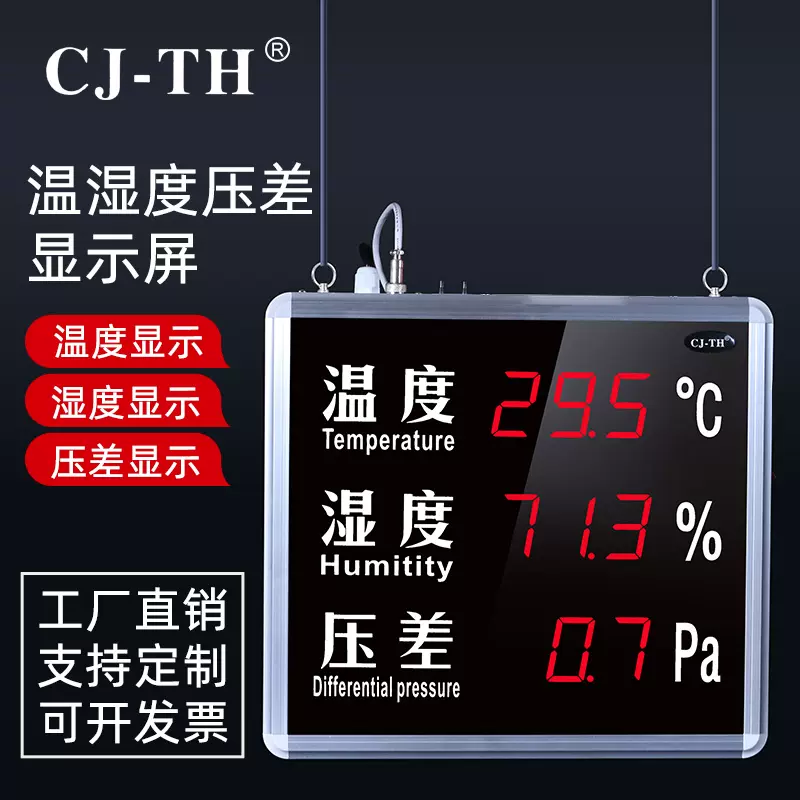 创进CJ-TH418E工业级高精度LED大屏幕温湿度压差显示屏